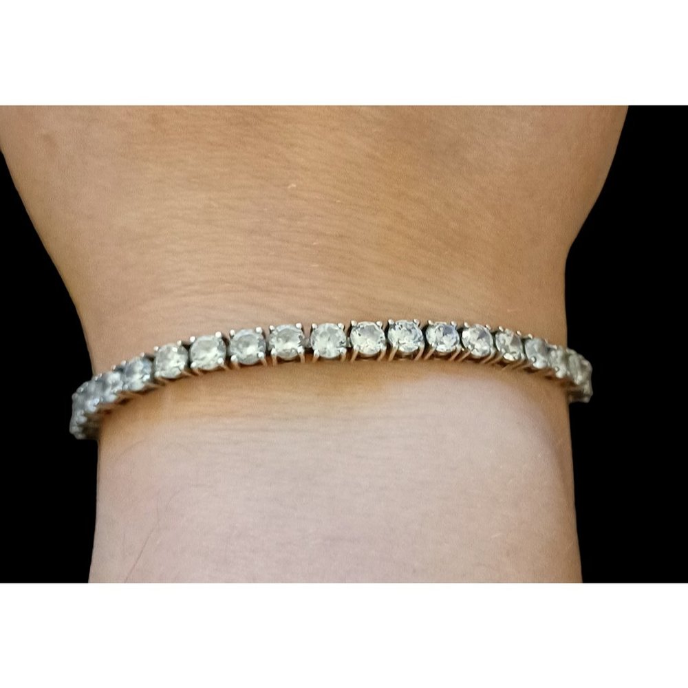 PAJ 925 Sterling Silver White CZ Crystal Tennis Bracelet 7.5"